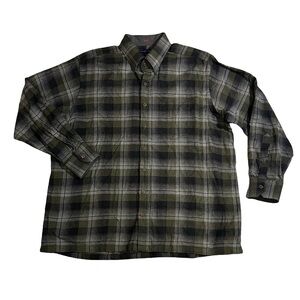 Proper Cloth mens 2XL XXL green plaid soft flannel button up casual shirt EUC